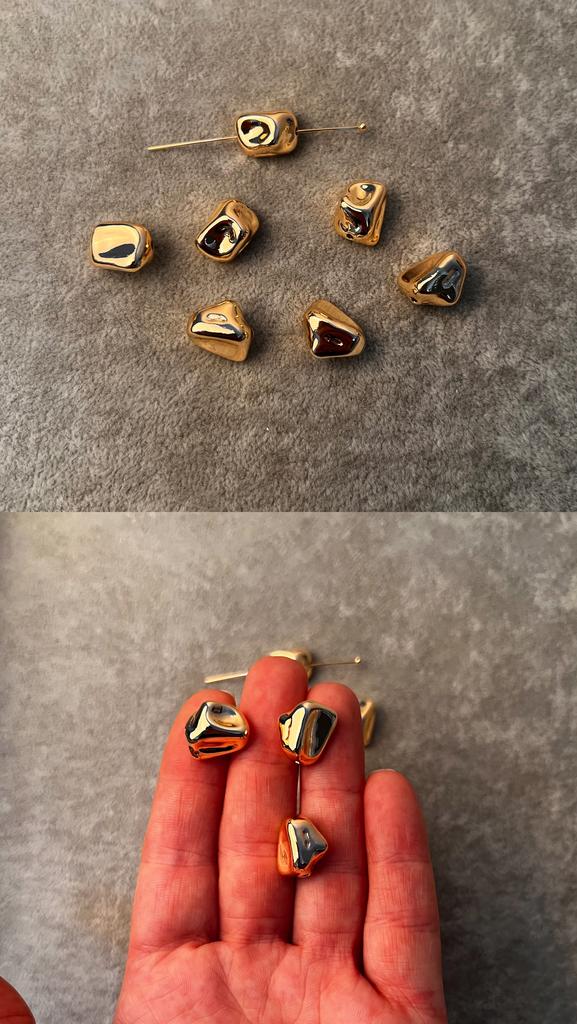 Бусины с позолотой  18 ка 14 х 12 мм