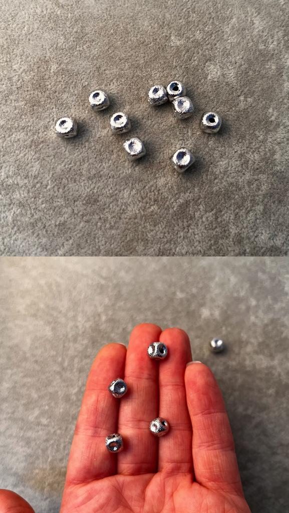 Бусины куб родий полые 6.5 мм