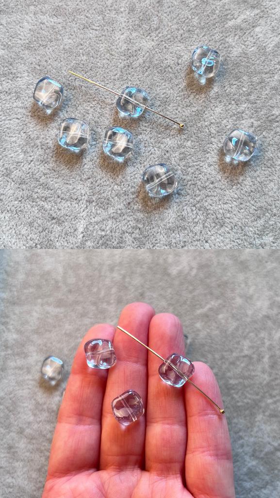 Бусина из стекла мятый квадрат 11 мм