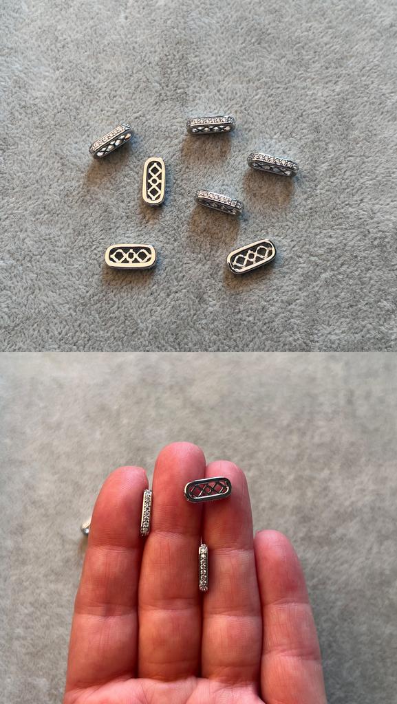 Коннектор родий с фианитами 13 х 6 мм