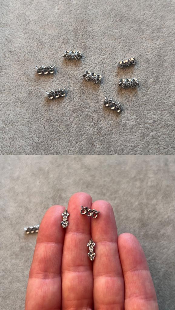 Коннектор родий с фианитами 11 х 4 мм