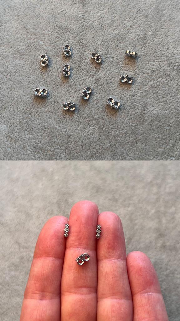 Коннектор родий с фианитами 6.5 х 2 мм