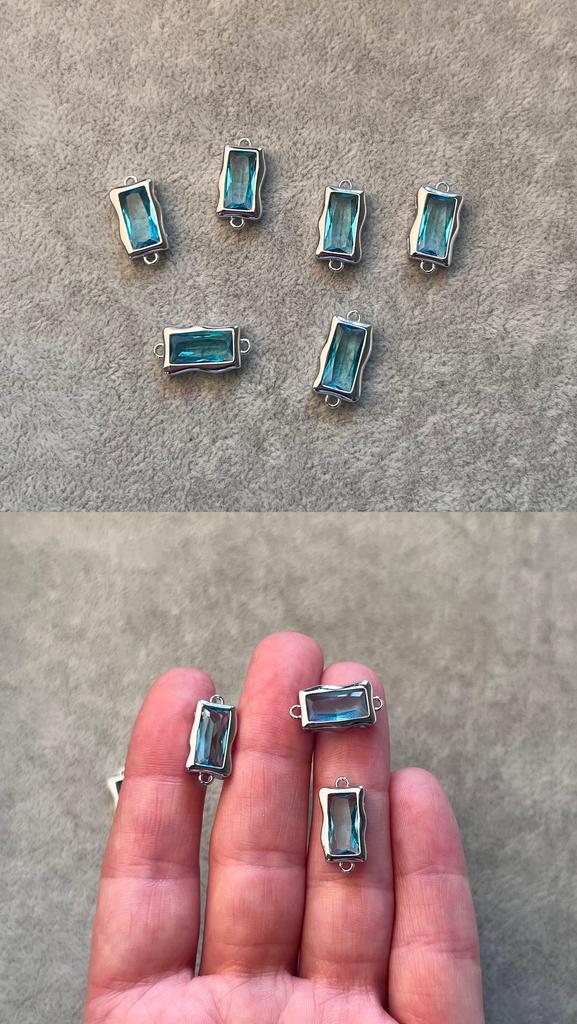 Коннектор родий голубой 9 х 18 мм