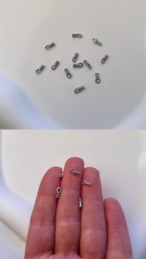 Зажим родий для тросов и тонких шнуров 7 мм