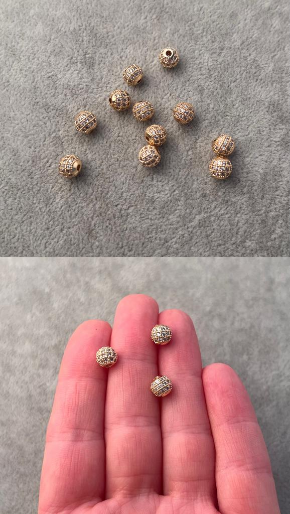 Бусины с позолотой и фианитами 6 мм