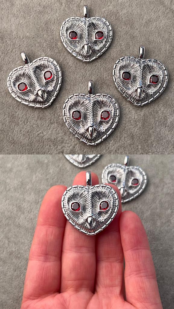 Подвеска родий с фианитами 30 х 34 мм