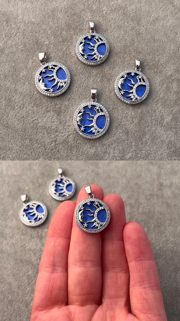 Подвеска родий с фианитами 18 мм