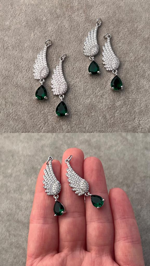 Подвеска родий с фианитами 37 мм