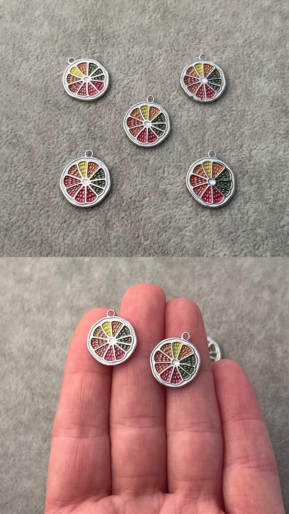 Подвеска родий с эмалью 15 мм