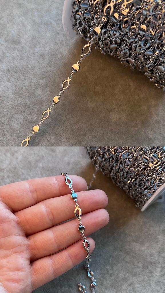 Цепь родий 5 х 11 мм