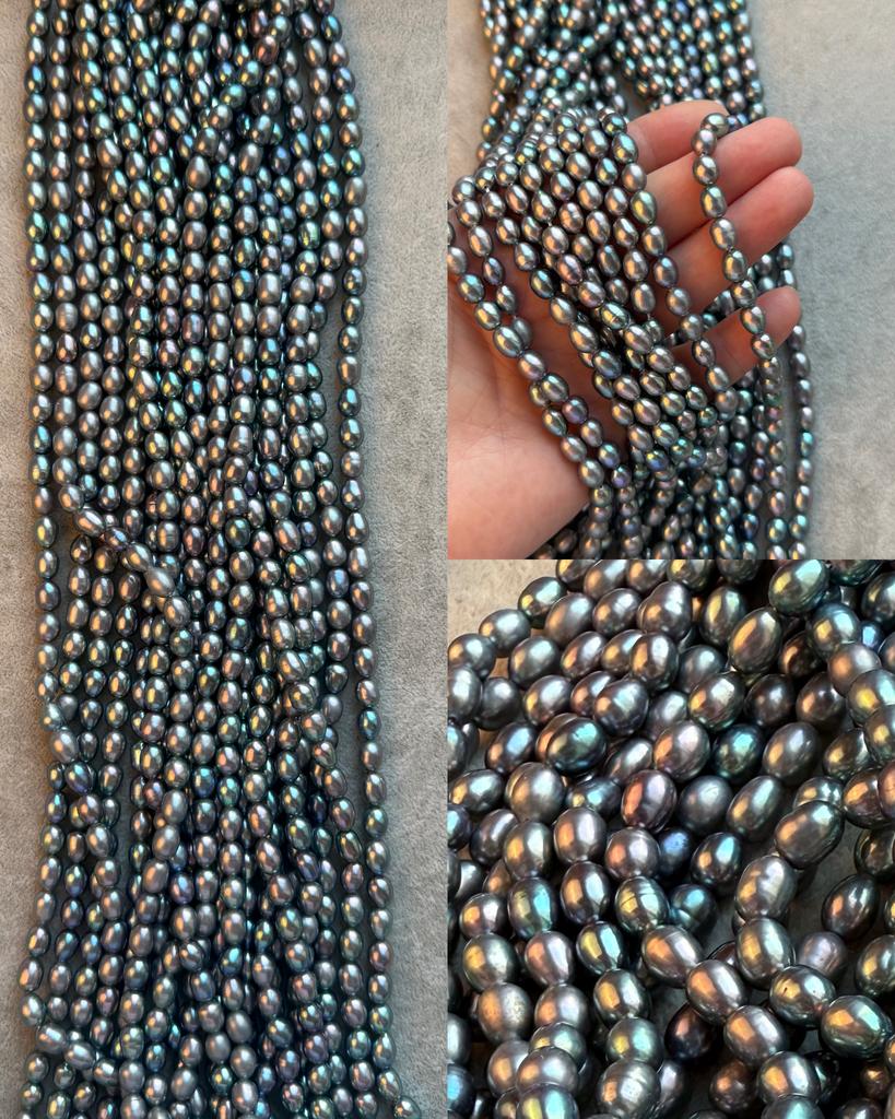 Жемчуг речной темный 6.5 х 8 мм