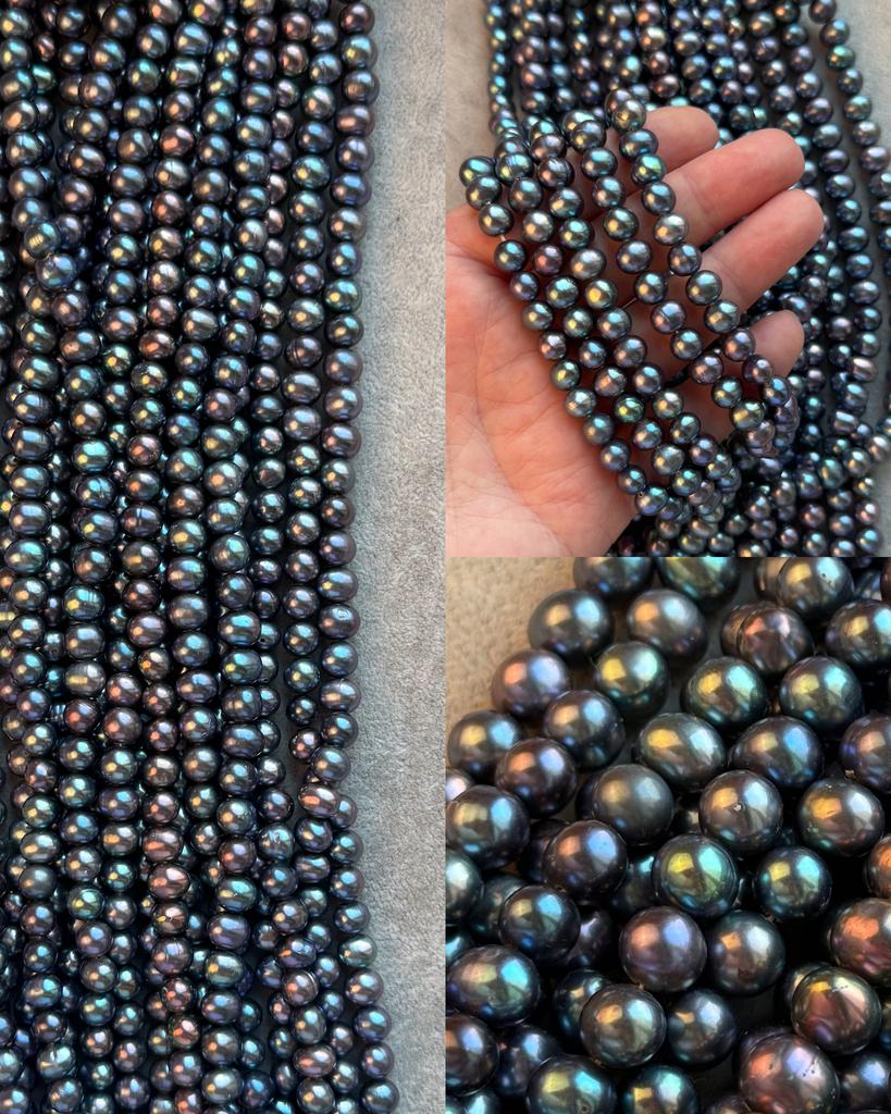 Жемчуг речной темный 7 - 7.5 мм
