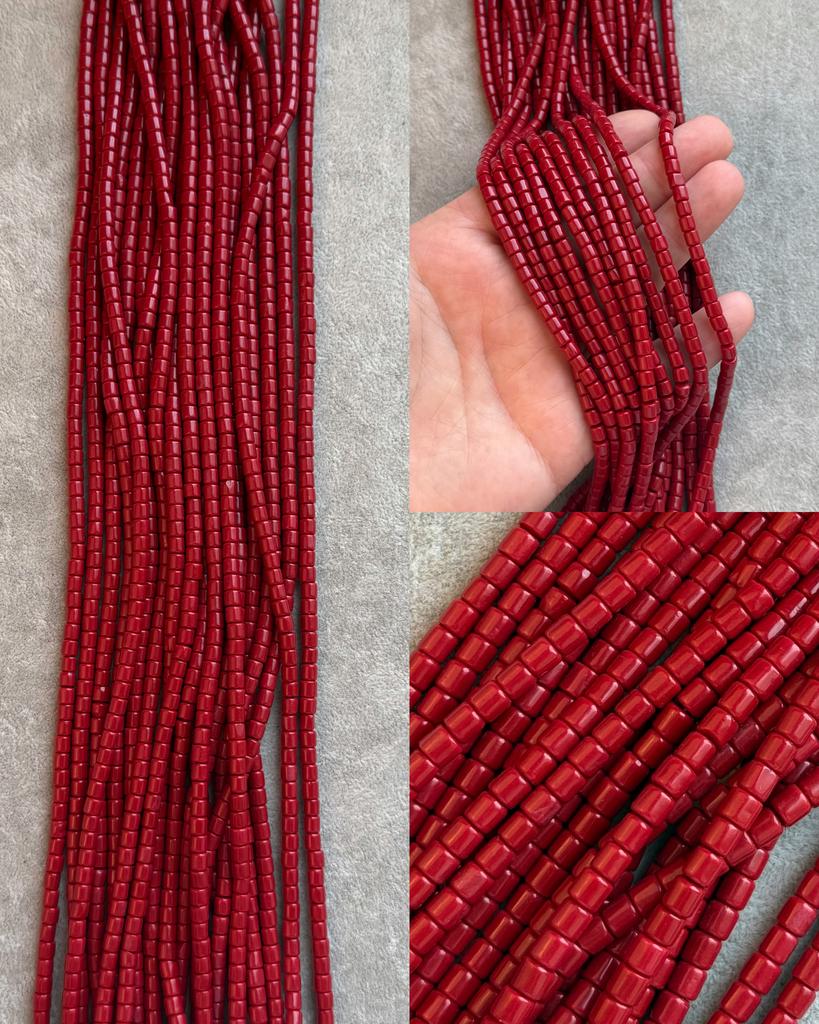 Коралл натуральный 4 х 4 мм тонирован