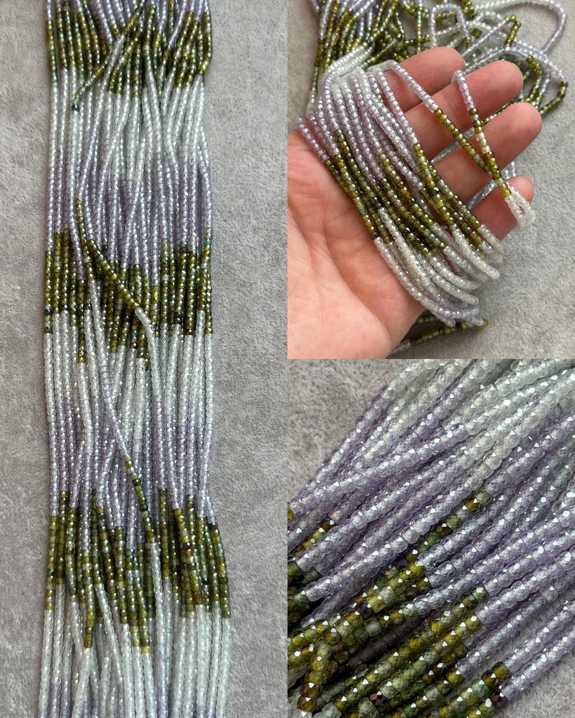 Цирконы микс 3 цвета рондели 3 х 2.5 мм