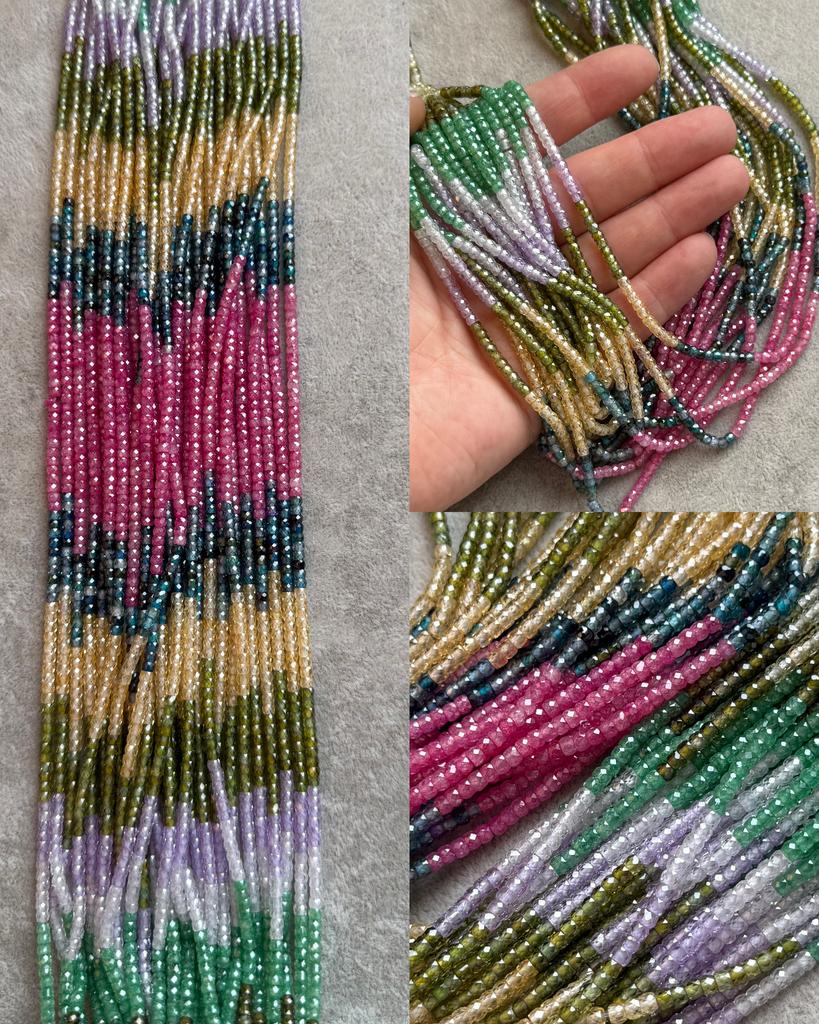 Цирконы микс 7 цветов рондели 3 х 2.5 мм