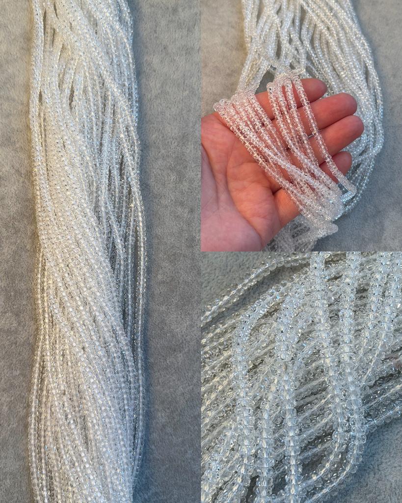 Хрусталь высокого качества в огранке прозрачный  4х2.5 мм 37 см