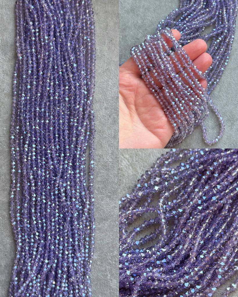 Хрусталь высокого качества "крошка" сиреневый 4 мм 30 см