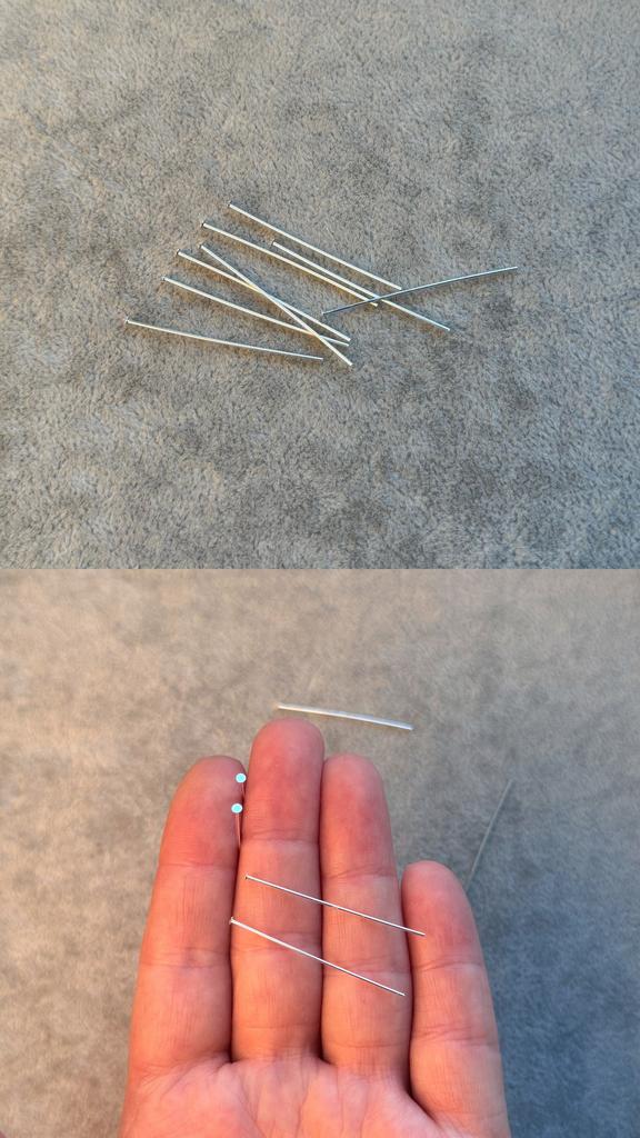 Пины со шляпкой серебро 925 пр 35 мм, толщина 0.7 мм