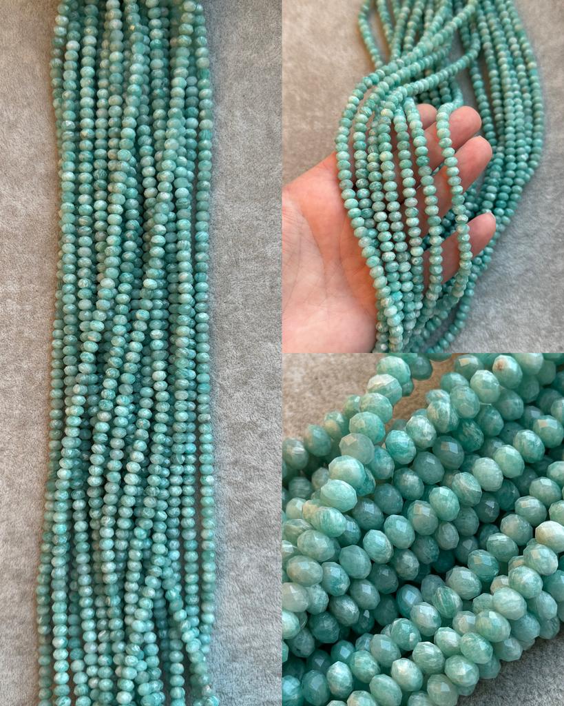 Амазонит элит рондели в огранке  6 х 4 мм