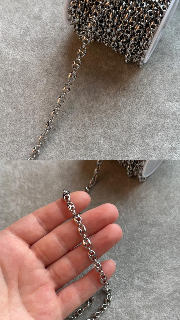 Цепь с родиевым покрытием 8 х 6 мм