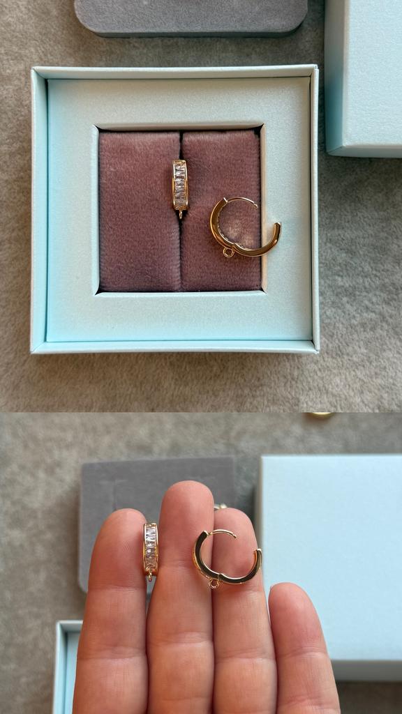 Швензы с позолотой и фианитами 16 х 4 мм