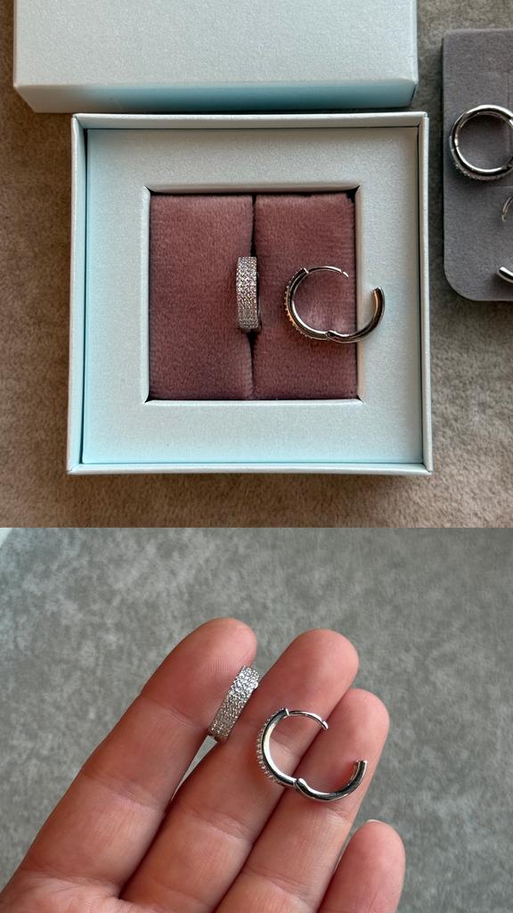 Швензы Конго родий с фианитами 15 х 4 мм