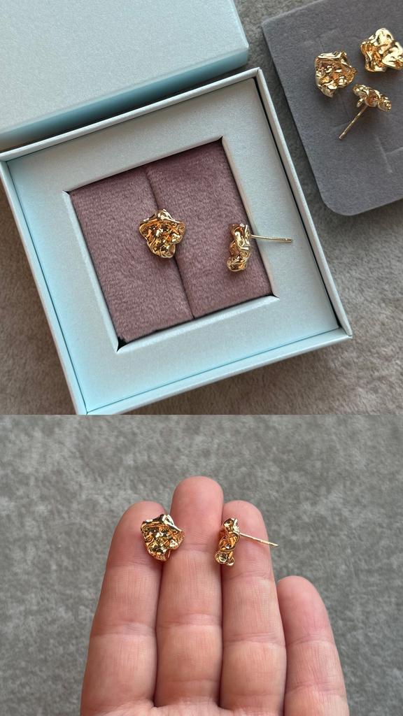 Пусеты с позолотой 13 х 12 мм