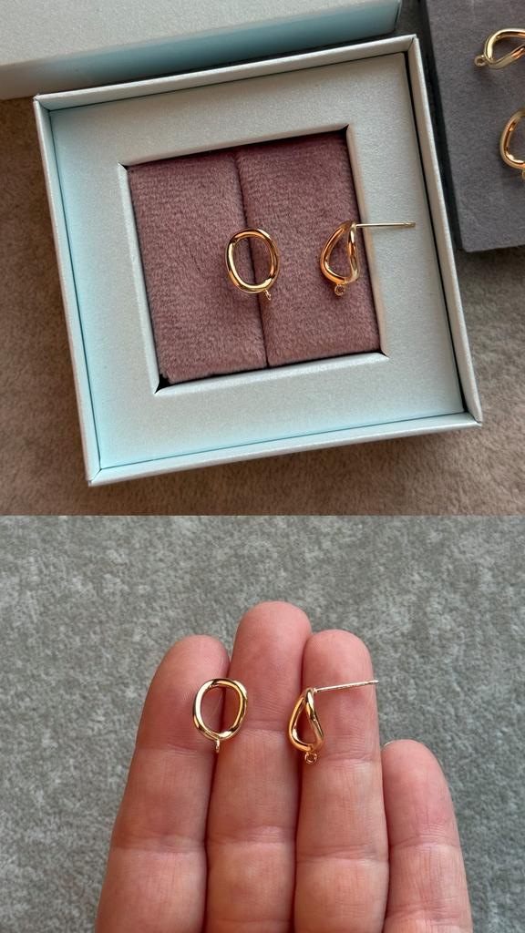 Пусеты с позолотой 14 х 10 мм