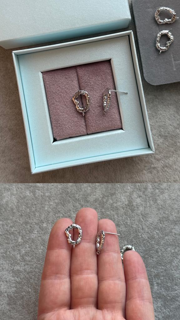 Пусеты родий 15 х 11 мм