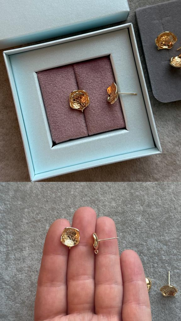 Пусеты с позолотой 12 х 13 мм