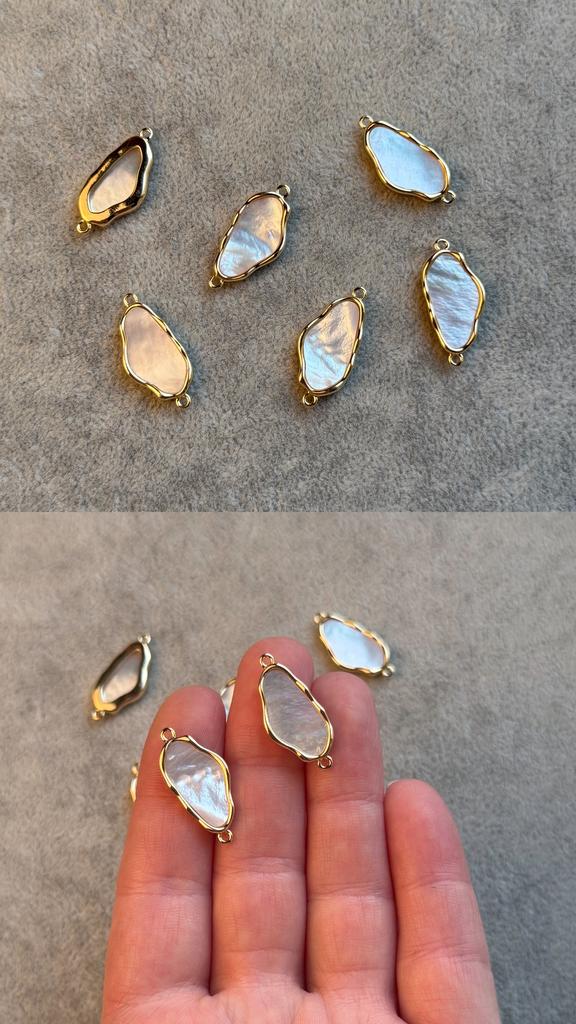 Коннектор с позолотой и перламутром 24 мм