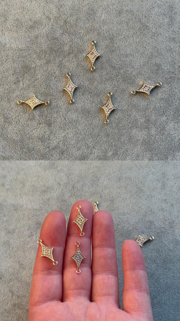 Коннектор с позолотой и фианитами 20 х 9.5 мм