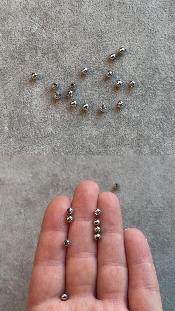 Бусины родий полые 4 мм