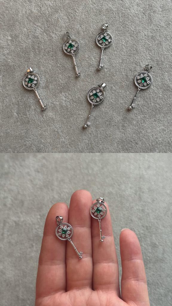 Подвеска родий с фианитами  28 х 11 мм