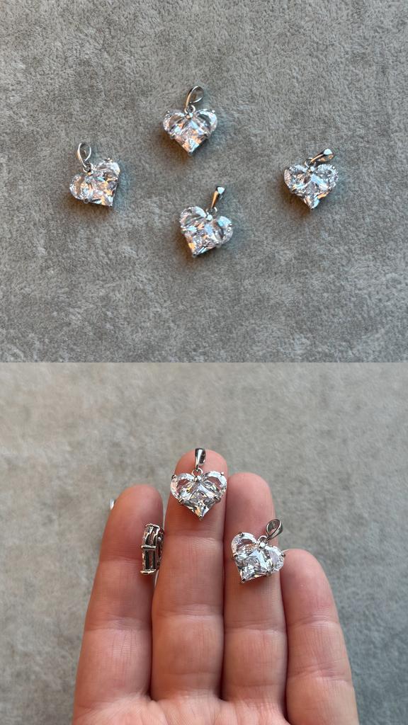 Подвеска родий с фианитами 14 х 13 мм