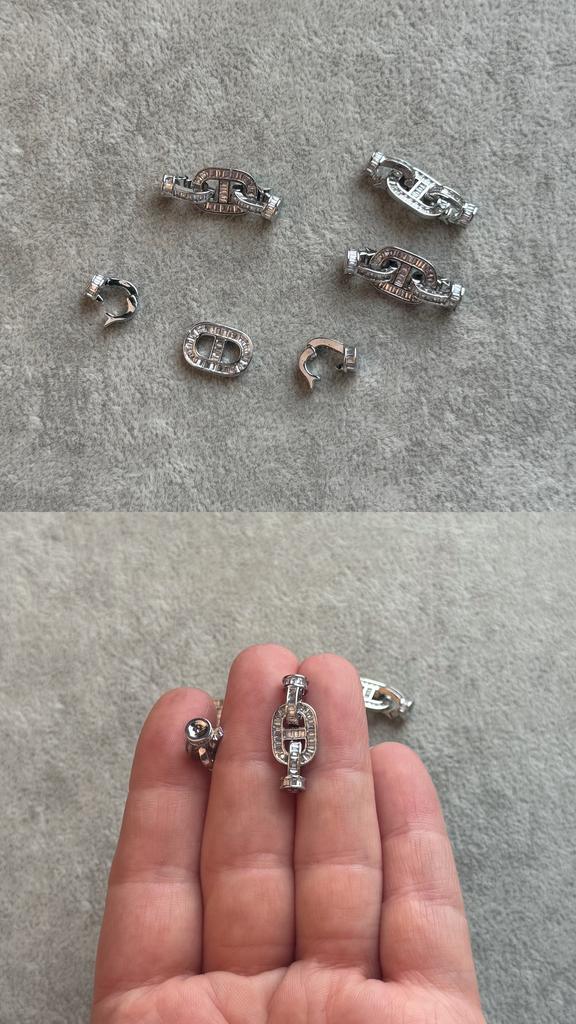 Застежка родий с фианитами 23 мм