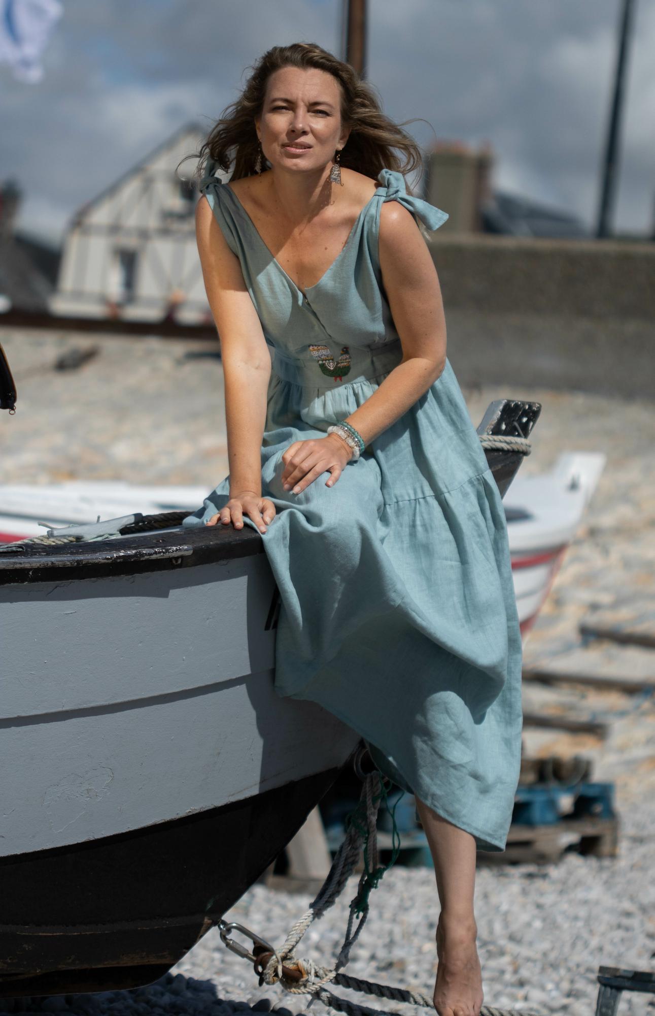 LINEN DRESS DIVINA BIRD HANDMADE