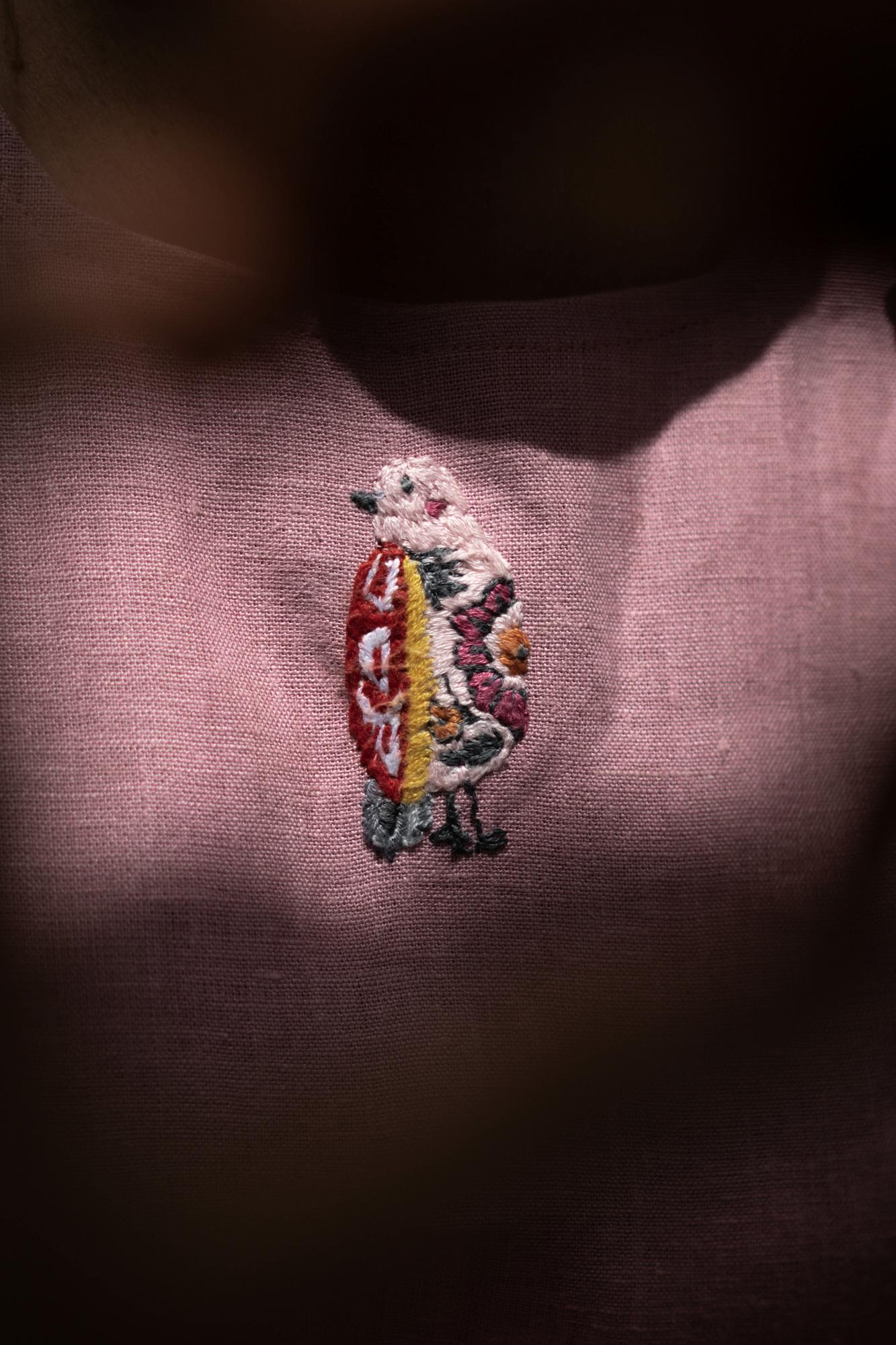 LINEN DRESS CHARIVNA BIRD HANDMADE