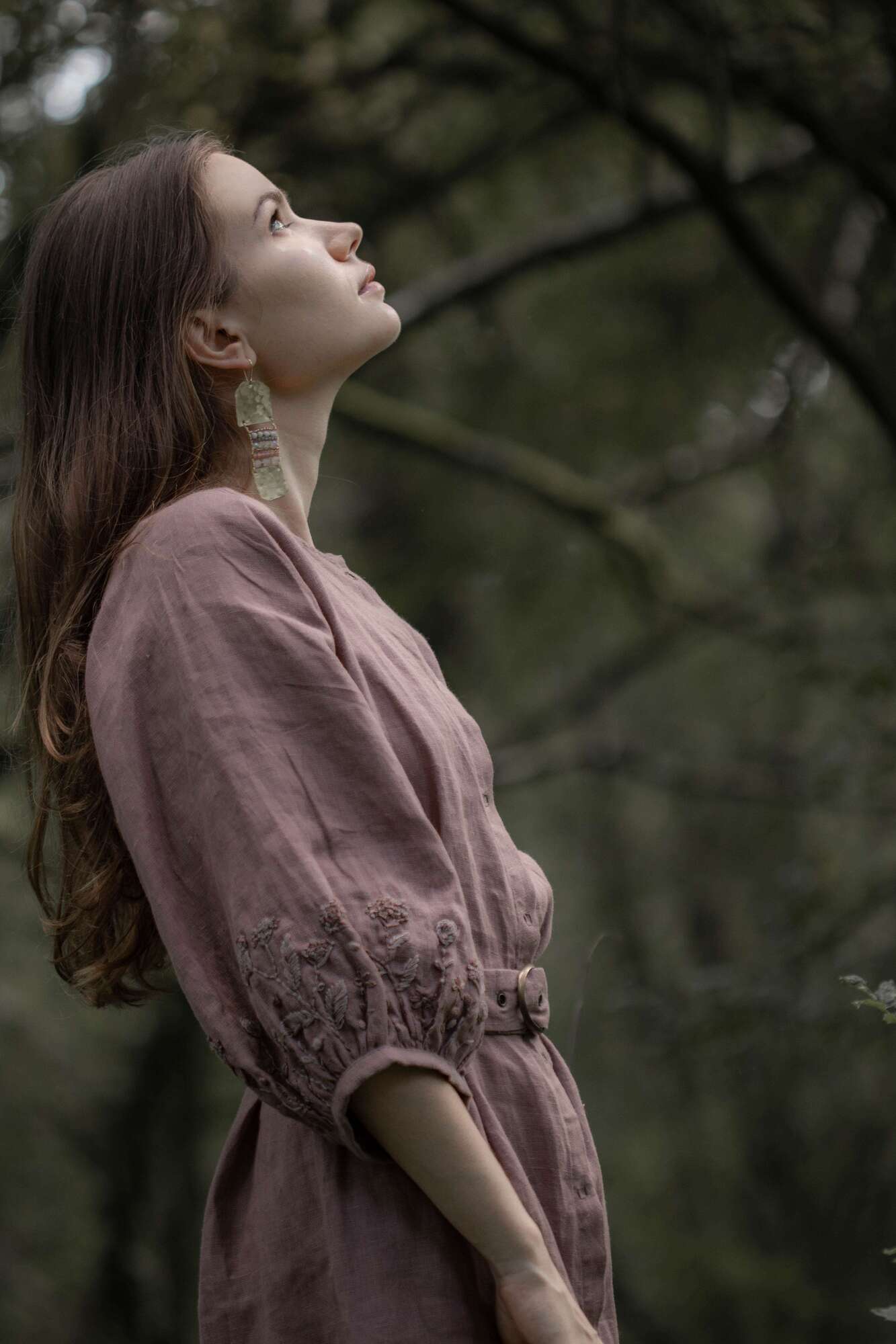 LINEN DRESS VILNA EMBROIDERED BY HAND