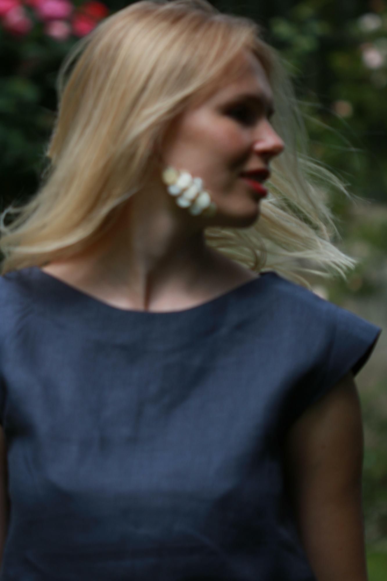 PURE LINEN TOP DARK BLUE