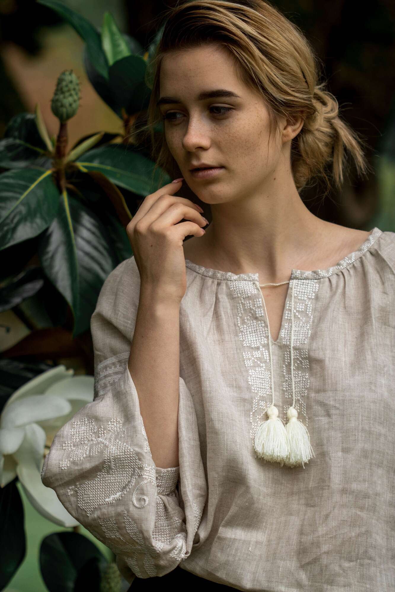 EMBROIDERED ETHNIC LINEN SHIRT VALENTA