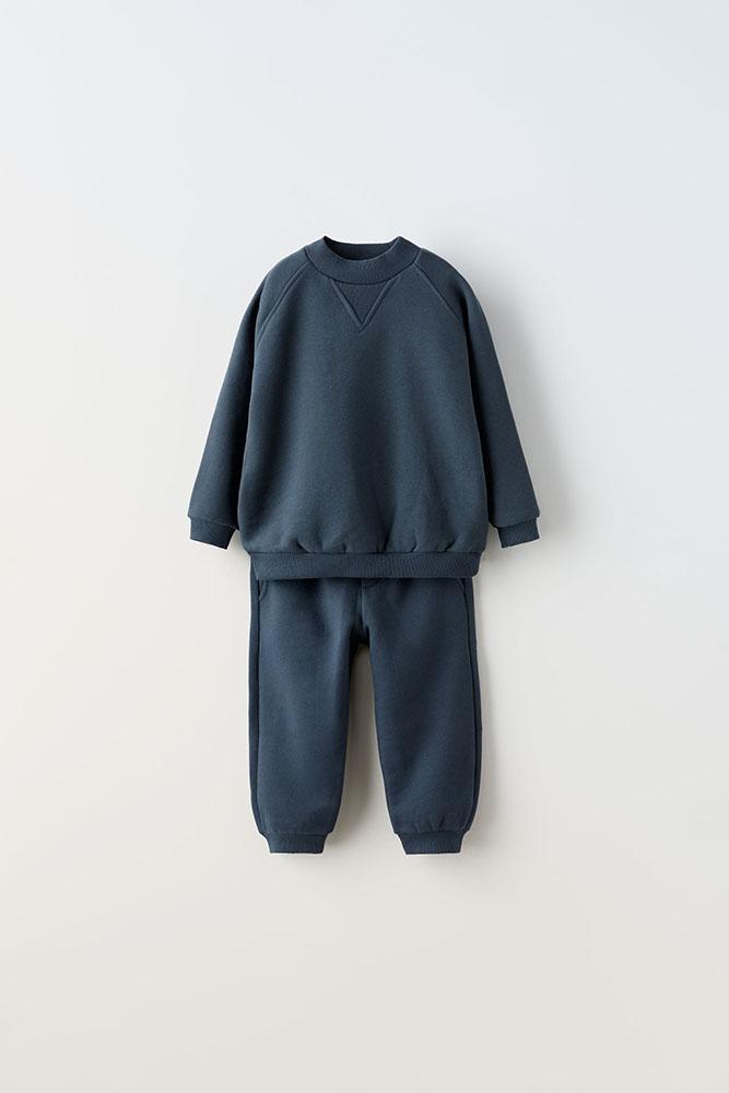 Плюшевий комплект: світшот і штани Темно-синій
