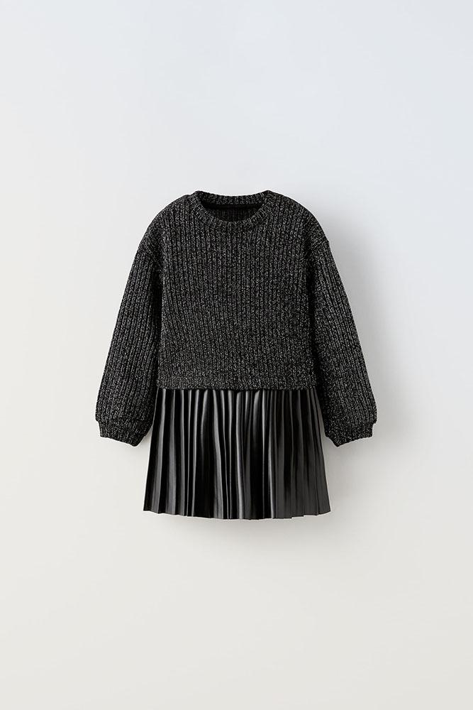 Комбінована сукня зі стразами Чорна