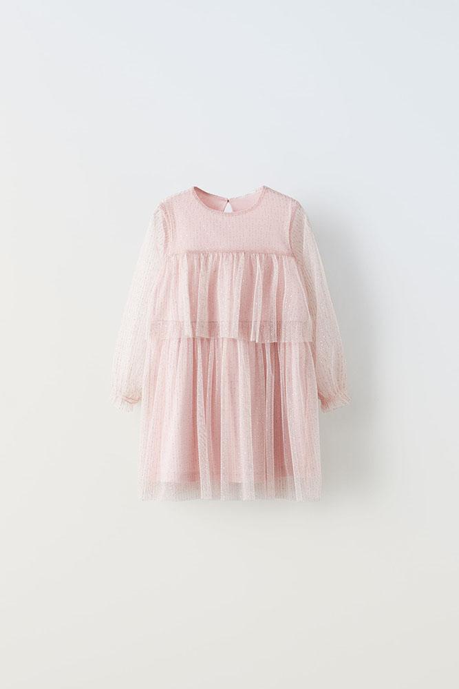 Тюлева сукня з блискучим ефектом Рожева