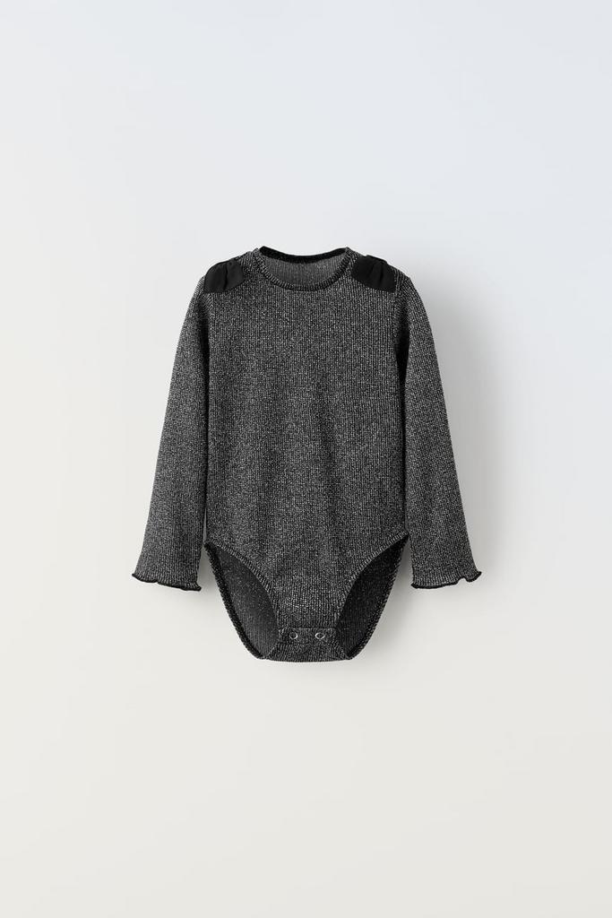 Блискуче боді з бантами Чорне