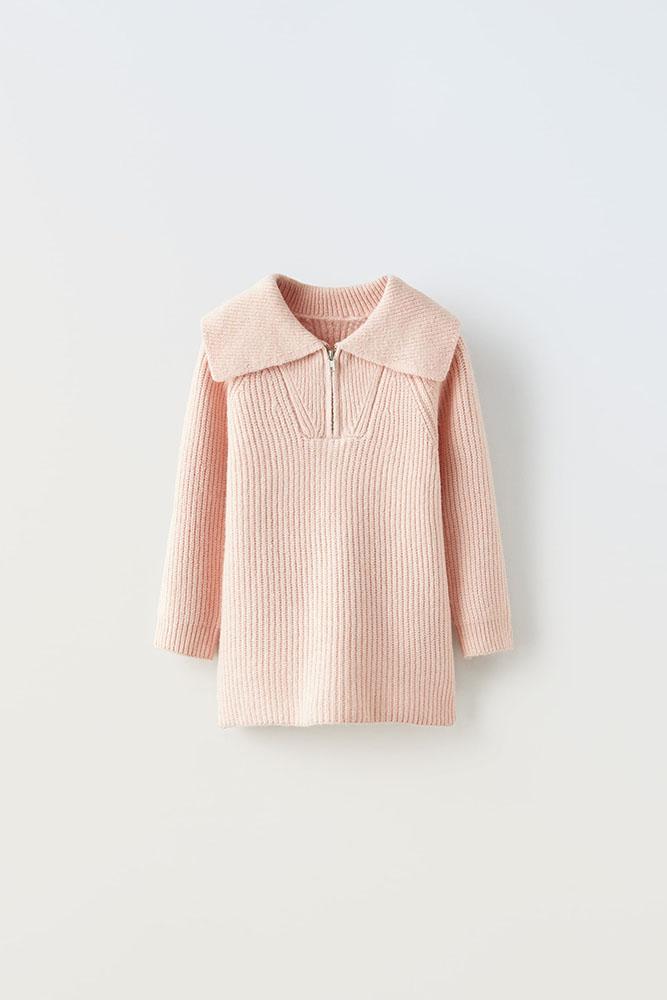 Трикотажна сукня з блискавкою Рожева