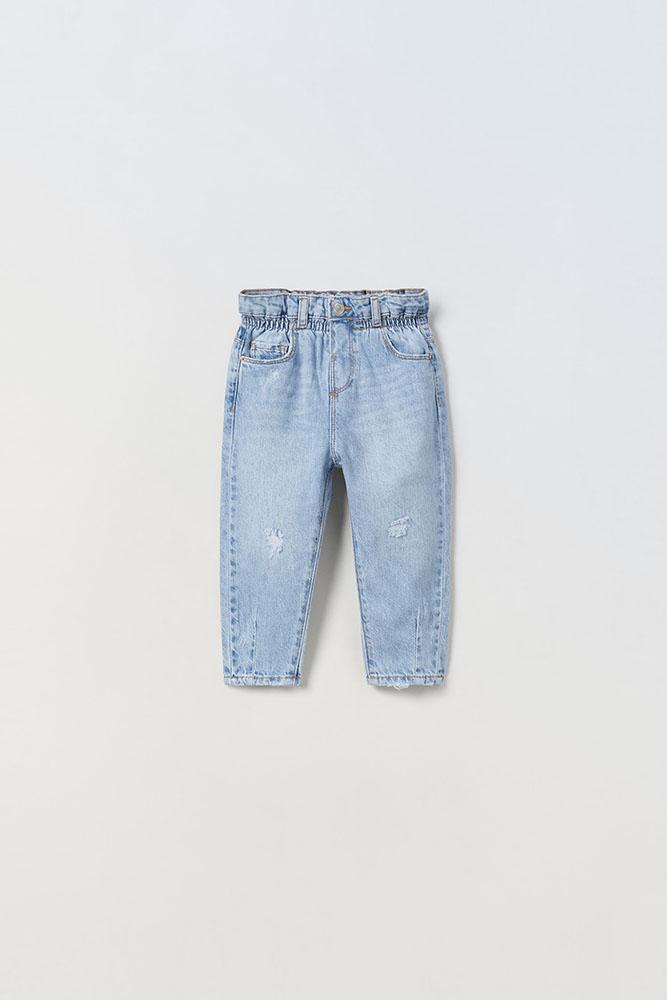 Джинси зі збіркою на талії Блакитні