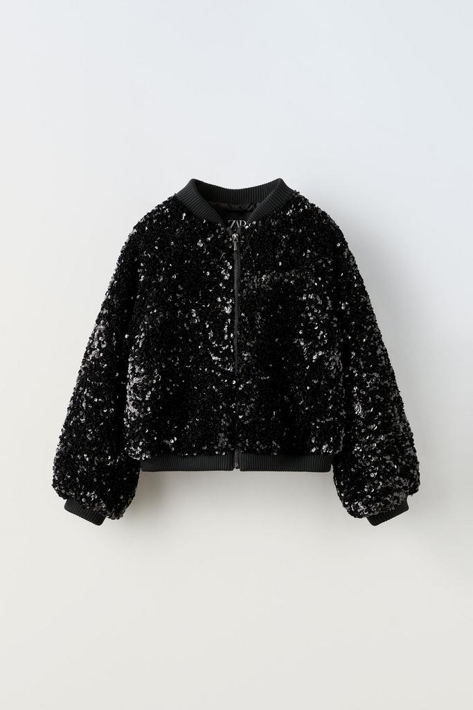 Куртка-бомбер з паєтками Чорна
