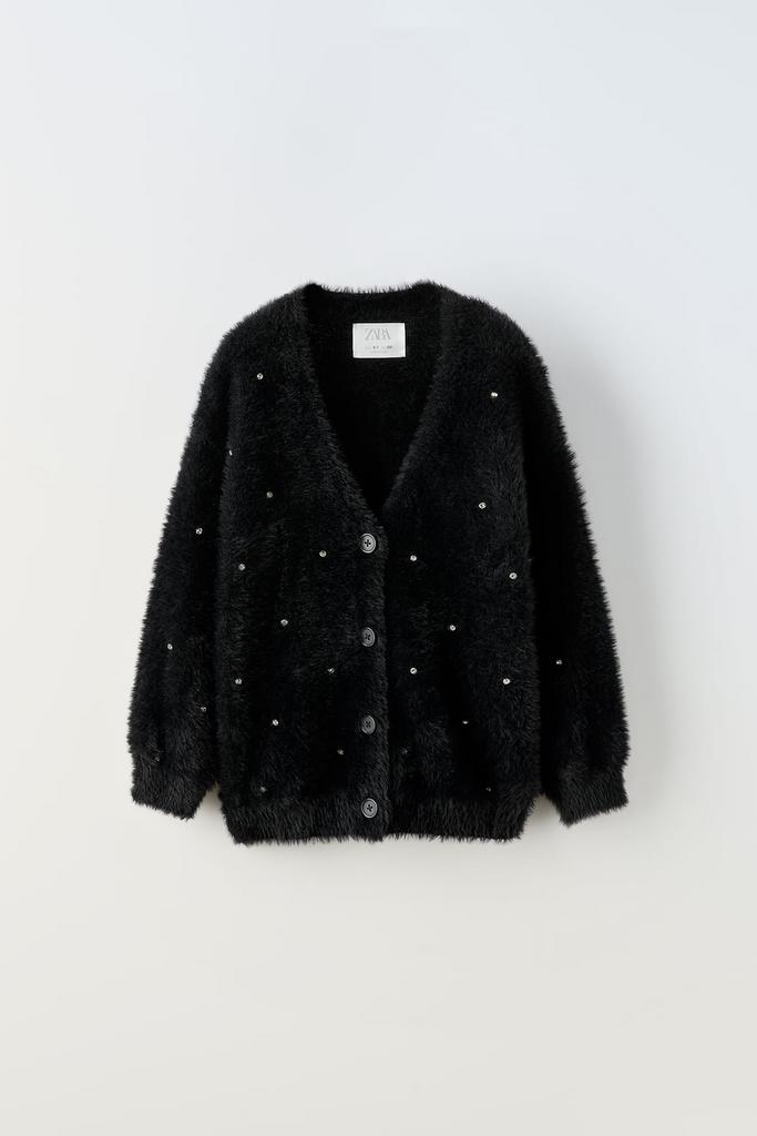 Куртка зі штучного хутра зі стразами Чорна
