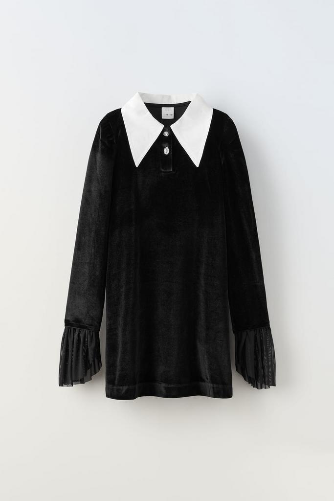 Сукня з коміром та довгими рукавами Чорна